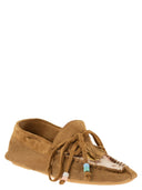 Anniel Suede Loafers With Fringes And Sequin Detail