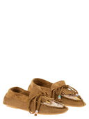 Anniel Suede Loafers With Fringes And Sequin Detail