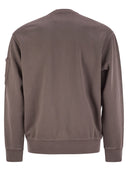Cp Company Fleece Crew Neck Sweatshirt With Diagonal Lenses