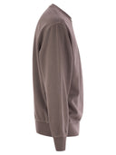 Cp Company Fleece Crew Neck Sweatshirt With Diagonal Lenses