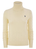 Polo Ralph Lauren Wool And Cashmere Cable Knit Turtleneck Sweater