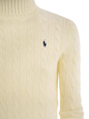 Polo Ralph Lauren Wool And Cashmere Cable Knit Turtleneck Sweater