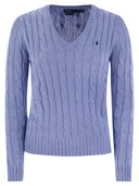 Polo Ralph Lauren Plaited Cotton V Neck Sweater