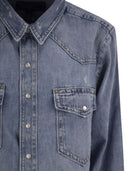 Polo Ralph Lauren Western Shirt In Irregular Denim
