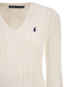 Polo Ralph Lauren Cotton Cable Knit Jumper With V Neck