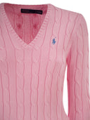 Polo Ralph Lauren Cotton Cable Knit Jumper With V Neck