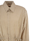 Polo Ralph Lauren Striped Linen Cotton Shirt Dress With Drawstring
