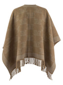 Max Mara Frine Wool Cape With Fringes And Brooch Pin