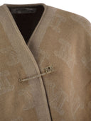 Max Mara Frine Wool Cape With Fringes And Brooch Pin