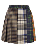 Helg Max Mara Lampada Houndstooth Wool og Cotton Patchwork Miniskirt