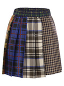 Helg Max Mara Lampada Houndstooth Wool og Cotton Patchwork Miniskirt