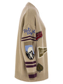 Weekend Max Mara Cairo Wool Cardigan z Intarsia