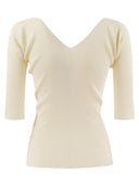 Weekend Max Mara Oceano Ribbed Viscose V Neck Sweater