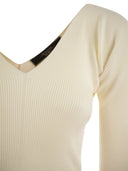 Weekend Max Mara Oceano Ribbed Viscose V Neck Sweater