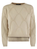 Wochenende Max Mara Abbozzi Übergroße Baumwoll -Rautenpullover