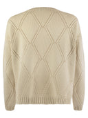 Wochenende Max Mara Abbozzi Übergroße Baumwoll -Rautenpullover