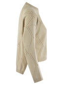 Wochenende Max Mara Abbozzi Übergroße Baumwoll -Rautenpullover