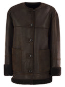 Weekend Max Mara Borbone Sheepskin Crewneck Coat