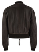 Wochenende Max Mara Hiltex Nappa Leder Bomberjacke