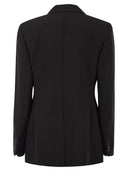 Max Mara Studio Magma Single Breasted Blazer In Wool Satin Crepe