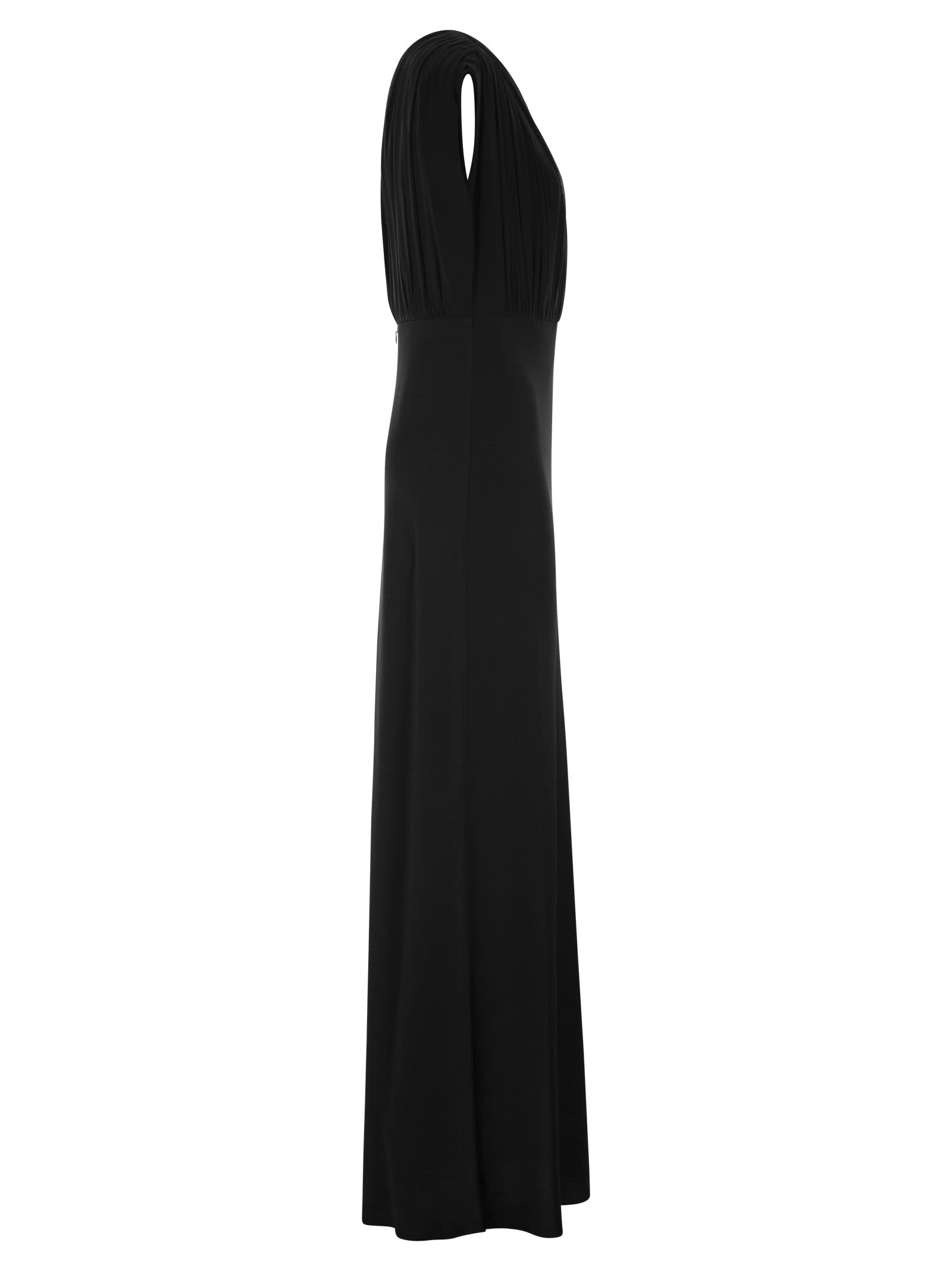 knee length dresses for ladies Max Mara Studio Randers Georgette And Enver Satin Long Dress – Balardi