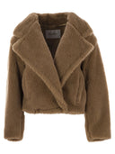 Max Mara Gardone Icon Crop Teddy Bear Coat In Camel