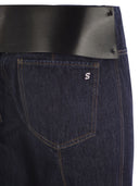 Sportmax aligi1234 5 جيب السراويل الدنيم الداكنة