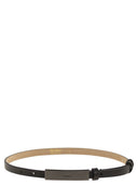 Max Mara Newplate15 Leather Belt With Logo Plaque