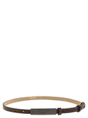 Max Mara Newplate15 Leather Belt With Logo Plaque