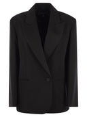سترة Weekend Max Mara Sava المصنوعة من قماش مزيج الصوف المطاطي كبيرة الحجم
