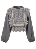Weekend Max Mara Orazio Vichy Cotton Canvas Blouse With Embroidery