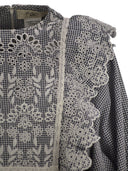 Weekend Max Mara Orazio Vichy Cotton Canvas Blouse With Embroidery