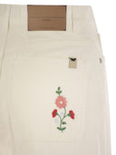 Weekend Max Mara Lord Cotton Wide Leg Pantaloni con ricamo