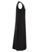 Weekend max mara egista viscose en linnen canvas wijd uitlopende jurk