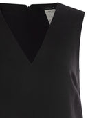 Weekend max mara egista viscose en linnen canvas wijd uitlopende jurk