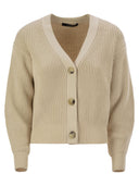 Wochenende Max Mara Nirvana gerippte Baumwollgarn -Strickjacke