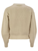 Wochenende Max Mara Nirvana gerippte Baumwollgarn -Strickjacke