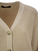 Wochenende Max Mara Nirvana gerippte Baumwollgarn -Strickjacke