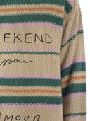 Week-end Max Mara Marrone Cotton Yarn Pull avec broderie