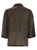 Max Mara Studio Legno Boxy Shirt en Ramie Canvas