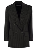 Max Mara Mattia Pinstriped Wool Double Breasted Blazer