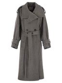 Sportmax Arold1234 Pure Wool Pinstriped Trench Coat