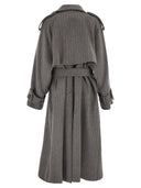 Sportmax Arold1234 Pure Wool Pinstriped Trench Coat