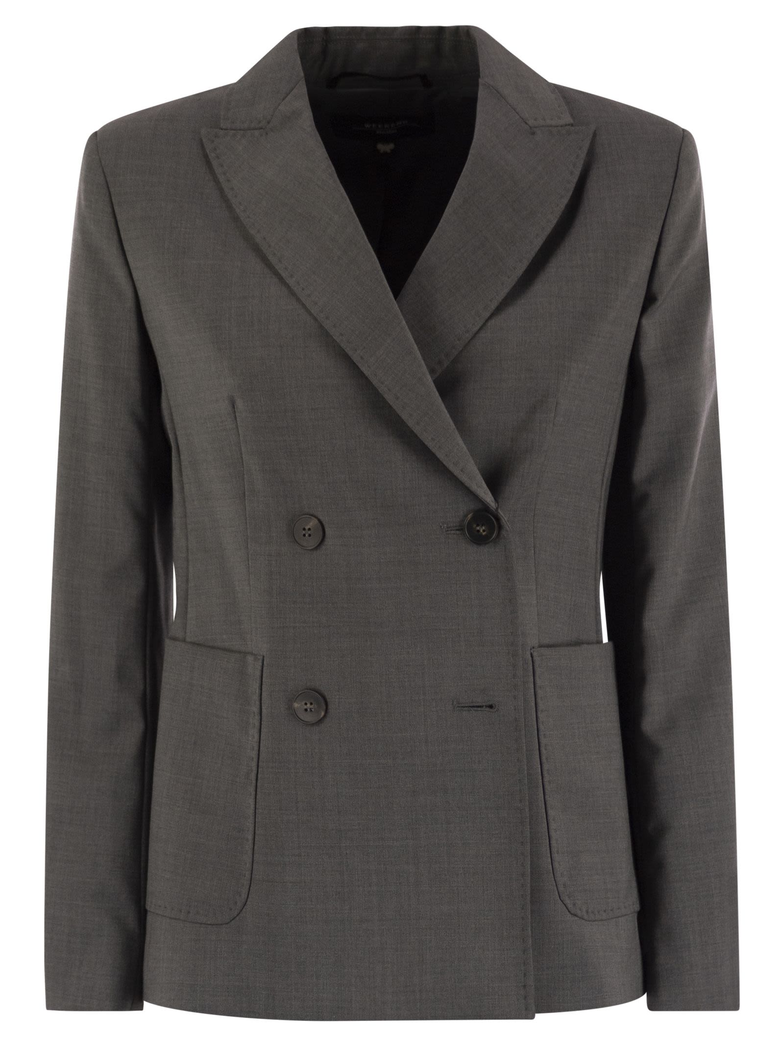Weekend Max Mara Ornati Double Breasted Blazer In Wool Canvas