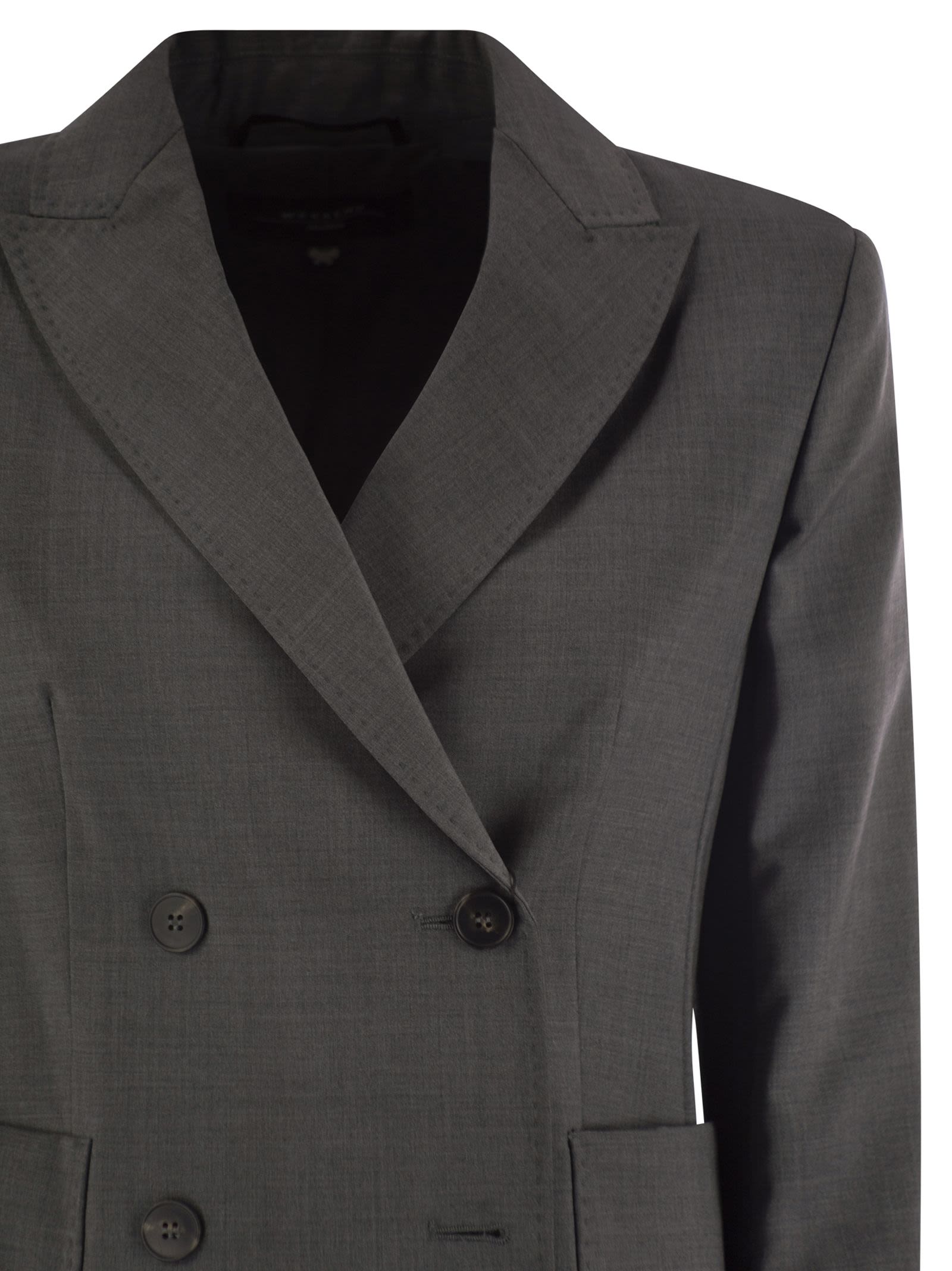 Weekend Max Mara Ornati Double Breasted Blazer In Wool Canvas