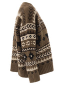 Weekend Maxmara Ovatta Jacquard Cardigan In Alpaca And Wool