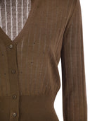 Max Mara Studio Nogara Wol en Silk Cardigan met pailletten