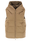 Maxmara The Cube Delfy Reversible Padded Waistcoat In Camel And Water Repellent Taffeta