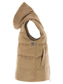 Maxmara The Cube Delfy Reversible Padded Waistcoat In Camel And Water Repellent Taffeta