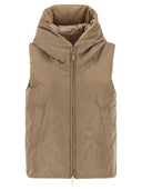 Maxmara The Cube Delfy Reversible Padded Waistcoat In Camel And Water Repellent Taffeta